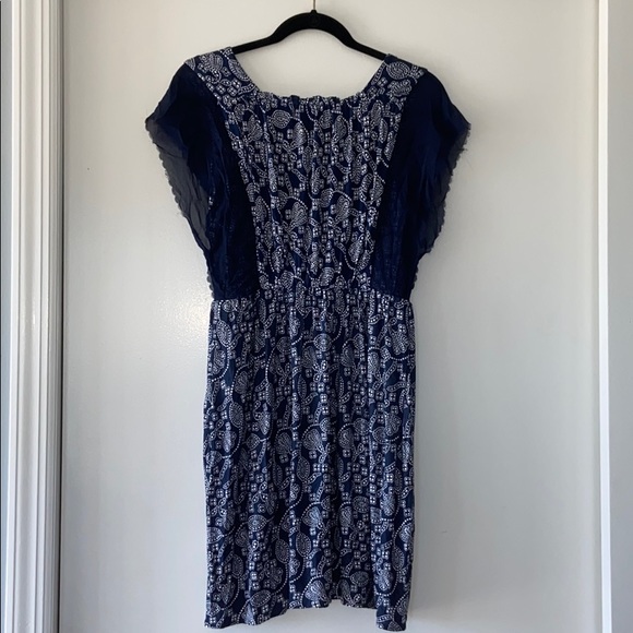 Juicy Couture Navy Paisley Scallop Sleeve Dress - Picture 2 of 4